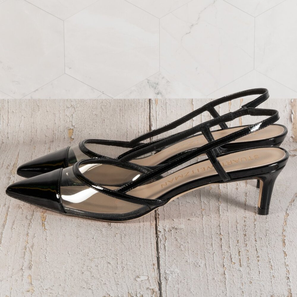 Stuart Weitzman Womens Mondrian 50 Slingback Color Black/Flannel Size 8 B - Picture 4 of 11
